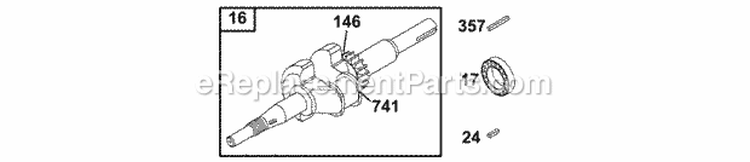Crankshaft Diagram and Parts List for 133202-0124-02  Briggs and Stratton Engine